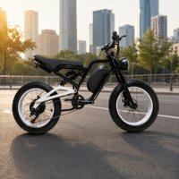 Vélo électrique à pneus larges noir et blanc 20x4.0, 750W 48V 15AH, cadre en acier haute teneur en carbone, 7 vitesses, frein hydraulique, double amortisseur