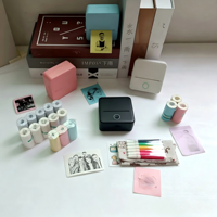 Machine d'impression d'étiquettes autocollantes en papier avec gravure laser de forme carrée, logo personnalisé, pour étudiants, usage au bureau, mini imprimante thermique portable