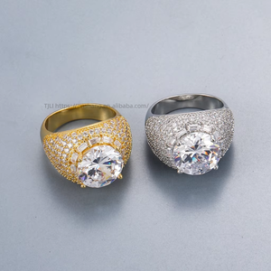 Hip-hop <b>Ring</b>, Copper With <b>Large</b> Zircon <b>Ring</b>, Men's Hip-hop Jewelry. - Product Image 3