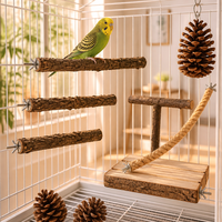 Ensemble de jouets pour oiseaux en bois naturel, à suspendre, pour la mastication et la recherche de nourriture, plateforme de perchoir, accessoires de cage pour perroquets et pigeons