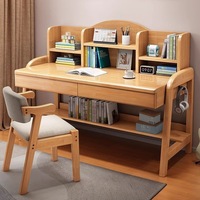 Ensemble Chaise et Bureau d'Étude Moderne pour Enfants, Hauteur Réglable, Étagère en Bois Massif, Mobilier Scolaire et Domestique pour École Primaire