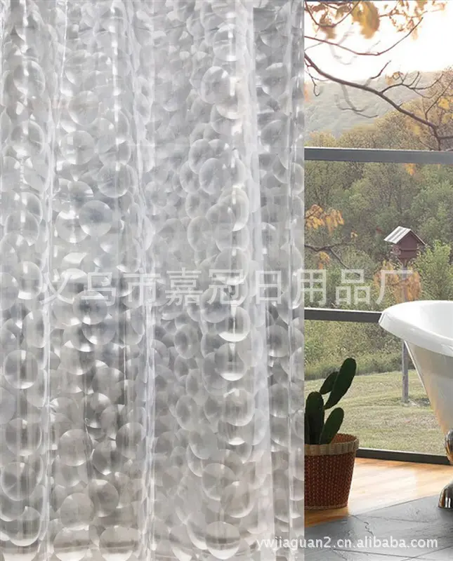 Hot EVA Transparent Shower Curtain 3d Water Cube Waterproof Shower Curtain Small Wholesale For Home
