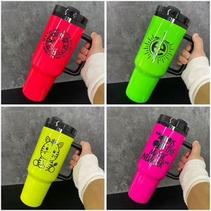 Gobelet H2.0 de 40 oz en acier inoxydable plaqué noir miroir jaune, couleurs néon, vierge pour sublimation et gravure laser - Product Image 2