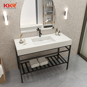 Lavabo da <span class=keywords><strong>Bagno</strong></span> in Pietra Artificiale con <span class=keywords><strong>Lavandino</strong></span> per Lavaggio Mani, Superficie Solida Colorata - Product Image 2