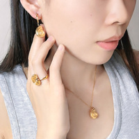 Bague ajustable en forme de coquille spirale pour femme, en acier inoxydable plaqué or 18K PVD, résistante à l'eau, bijou de plage tendance