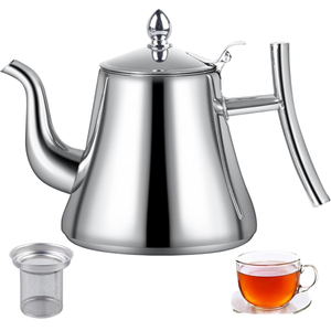 CHENGJIA Bollitore Classico in Acciaio Inossidabile Argento/Oro da 1L per Induzione, Grado Alimentare, Commerciale, per Caffè e Tè con Filtro Infusore - Product Image 5