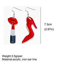 Vente chaude exagéré gras lèvres rouges talons rouges verres à vin rouge à lèvres Bikini fête bijoux Sexy femmes boucles d'oreilles goutte pour les filles