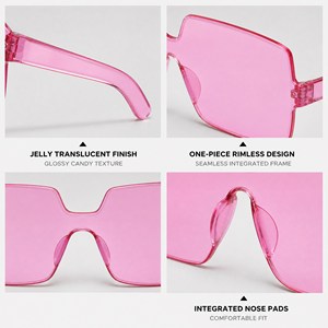 Lunettes de soleil translucides colorées en gelée, surdimensionnées, carrées, sans monture, monobloc, style bonbon, vente en gros pour femmes ou hommes - Product Image 2