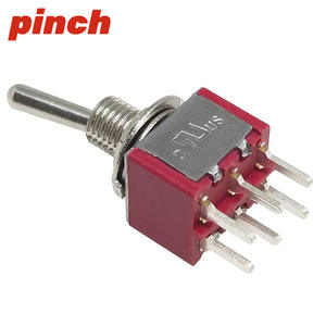 Interruptor de Palanca 3P2T 6P3T 3 Pines 6 Pines ON-ON 3A 250VAC Montaje en PCB Rojo Metálico - Product Image 4
