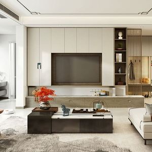 Support mural pour téléviseur LED, meuble moderne de luxe en bois pour salon et hôtel, avec design flottant, gestion des équipements, 65 pouces - Product Image 1