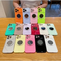 Coque de téléphone miroir en TPU liquide avec fenêtre large et support pivotant, compatible avec les modèles 16/17 Pro Max