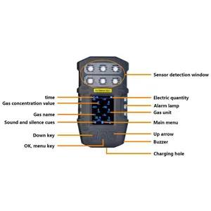 NKYF-BS318 NH3 CO2 H2S EX CO 6 in 1 휴대용 가연성 복합 가스 탐지기로 5 가지 유형의 가스를 모니터링합니다