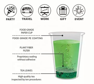 10 tasses/Tube emballage personnalisé thé facile dans une tasse thé vert au jasmin tasse à paroi simple/Double tasse en papier instantané thé - Product Image 3