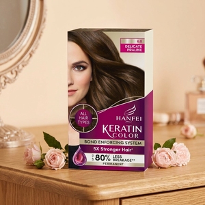HANFEI OEM Crema Colorante per <span class=keywords><strong>Capelli</strong></span> alla Cheratina <span class=keywords><strong>6.0</strong></span> Sistema di Rinforzo del Legame Delicato Praline 5 Volte Più Forte Riduce la Rottura dei <span class=keywords><strong>Capelli</strong></span> - Product Image 2