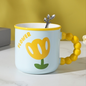 Customised Tulip Printed 340Ml Colorful Milk <b>Cup</b> <b>Reusable</b> Coffee <b>Cup</b> Sublimation Mug Porcelain Mugs Customized Mug With Logo - Product Image 1