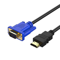 Câble convertisseur HDMI vers VGA HD avec audio, adaptateur vidéo D-SUB mâle, gaine en PVC pour HDTV, PC, moniteur, microphone, projecteur