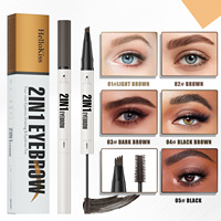 Crayon à sourcils double embout et gel à sourcils longue tenue, séchage rapide, waterproof, naturel, pointe à quatre griffes pour des sourcils effet plume