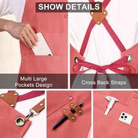 Tablier de travail imperméable en toile rouge brique pour barista, chef, cuisine, café, salon de coiffure, bar, avec logo personnalisé, rouge corail
