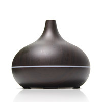 Diffuseur d'huiles essentielles Aroma Grain de bois Humidificateur ultrasonique silencieux à brume fraîche avec changement de couleur des lumières LED
