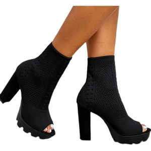 2025 Women's Boots <b>Round</b> <b>Toe</b> Thick <b>Heel</b> Fish Mouth Design High Elasticity Breathability for Slimming for Autumn Winter - Product Image 5