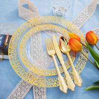 175 pièces ensembles de vaisselle assiettes avec couverts ustensiles robustes vaisselle jetable en plastique pour fête mariage hôtel