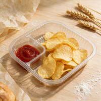 Vassoio Trasparente per Patatine con Scomparti Vari e Spazio per Salsa, in PET Riciclato per Alimenti, Imballaggio Sicuro per Alimenti
