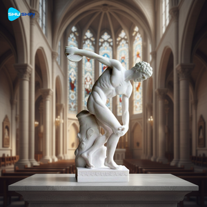 Estatua Clásica de Mármol de Discóbolo de Miron, Diseño Europeo Hecho a Mano, para Uso en Interiores, Jardines e Iglesias - Product Image 2