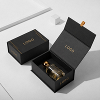 Caja de Regalo Magnética Negra de Lujo con Logotipo Personalizado, Cajas Rígidas de Papel con Cajón para Botellas de Perfume de 30 ml y 50 ml