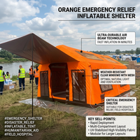Tente de camping gonflable en tissu Oxford orange pour le voyage, le camping et la base de camping – Installation facile, imperméable, quatre saisons, portable