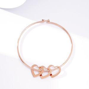 18K PVD Gold Stainless Steel <b>Engravable</b> Heart Charm Bracelet Custom Name & Logo <b>Bangle</b> | Waterproof, Hypoallergenic & Durable - Product Image 3