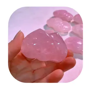 natural crystals love stones wholesale carv gemstone rose pink quartz crystal double heart for Valentine's Day gift