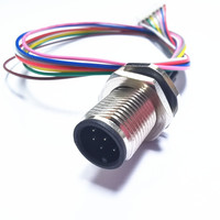 Conector de montaje en panel con código A, impermeable para automoción, con garantía de calidad personalizada, IP67 IP68 M12, arnés de cables de 4, 5 y 8 pines