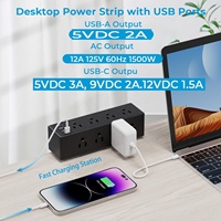 Station de prise de bureau largement espacée Soclu Desk Edge Mount Power Strip Pince de bureau Power Strip 3 USB A 1 USB C Ports, 8 prises CA