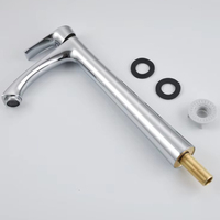 Robinet de lavabo moderne haut de gamme à monobloc en laiton chromé avec noyau en alliage de zinc poli, pour salle de bain et usage domestique