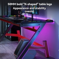 Table de jeu E-sports moderne en MDF durable avec éclairage RGB et support réglable en hauteur pour bureau à domicile et ordinateur de bureau
