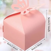 Boîte cadeau carrée en papier nacré couleur unie pour bonbons et biscuits, motif papillon, pour mariage, vente en gros