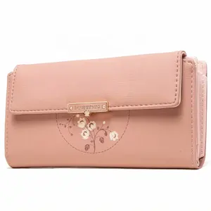 PRETTYZYS 2021 Beautiful Flowers Design Key Card Wallet Fashionable Style Long Wallet For Young Girls
