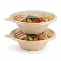 Bol en bagasse avec couvercle en PET, biodégradable, écologique, jetable, pour salades, pour restaurants