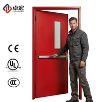 Porte coupe-feu en acier certifiée, à simple ou double battant, avec panneau de vision en verre, pour évacuation d'urgence