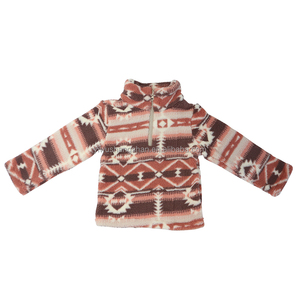 Áo Chui Đầu Nhung Lông Mùa Đông Cho Mẹ Và Tôi Chất Lượng Cao Áo Khoác Sherpa Ấm Áp In Họa Tiết Mommie Và Me Aztec Có Khóa Kéo Và Túi - Product Image 2