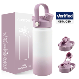 Custom Logo 18oz Kids Water Bottle Insulated Stainless Steel Flask with Dual Lid for School Children Birthday Promotional Gift