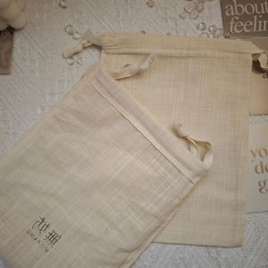 Custom Logo Printing Cotton Linen Gift Cosmetic <b>Drawstring</b> <b>Bag</b> Muslin Jewelry <b>Makeup</b> Pouch - Product Image 6