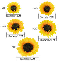 MW33221 fleurs artificielles géantes décoratives en tissu têtes de fleurs de tournesol jaunes en stock en différentes tailles pour la décoration