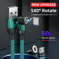 Kabel USB magnetik 3 in 1 540 derajat paling kompetitif LOGO ukiran Laser anyam nilon OEM/ODM gratis pengiriman cepat