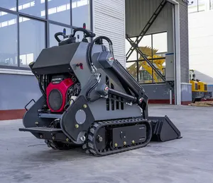 Trencher makinesi skidtrack parça yükleyici 350kg 400kg benzinli paletli mini skid nokta dönüşlü yükleyici arkasında yürümek