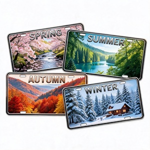 <span class=keywords><strong>Placa</strong></span> de Matrícula de Aluminio 3D Personalizada con Relieve, Decoración de Pared Metálica con Paisaje de Montaña de Primavera, Otoño e Invierno, Venta al Por Mayor - Product Image 1