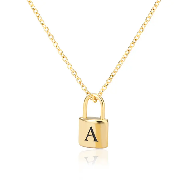 Collier pendentif unisexe en acier inoxydable 2023 lettre initiale w Lock, chaîne en or, nom personnalisé, chaîne Alphabet, collier, nouveauté A-Z