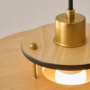 תליון תאורה פנימית מעץ יפני נוציק עיגול E27 מנורת תלייה לחדר אוכל אור שולחן בר - Product Image 5