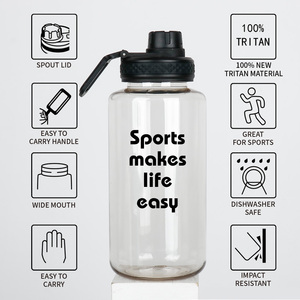 Promotional Stock <strong>Clear</strong> <strong>Water</strong> <strong>Bottle</strong>, 1L BPA-Free Custom Logo Leak-Proof Multiple Lid Options Gym Sport <strong>Bottle</strong> - Product Image 4