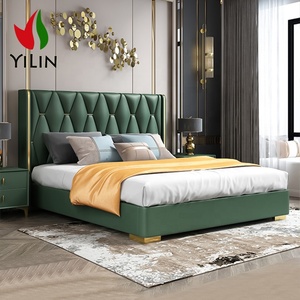 Light Luxury Ltaly <strong>Latest</strong> Double <strong>Bed</strong> <strong>Designs</strong> Modern King Size Sleep Pod With Soft Headboard <strong>Bed</strong> - Product Image 2